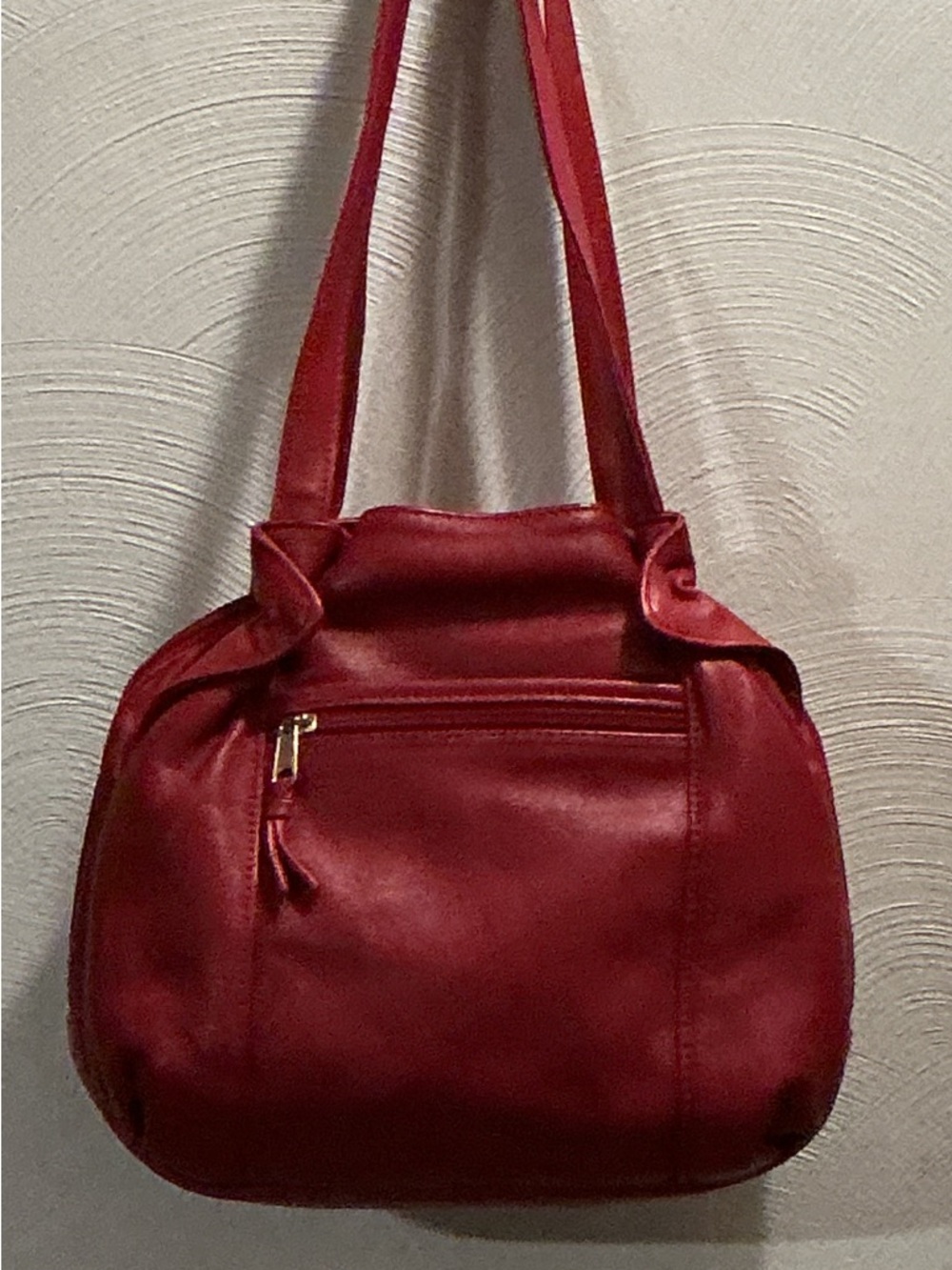 Vintage Marlo Classic Red Leather or  Vegan Leather Shoulder Bag. Unique Style.